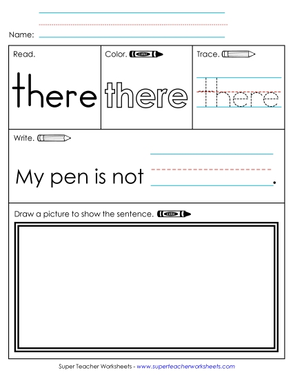 There (Sight Word) Sight Words Individual Worksheet