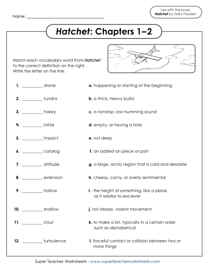 New Vocabulary Matching for Chapters 1–2 Worksheet
