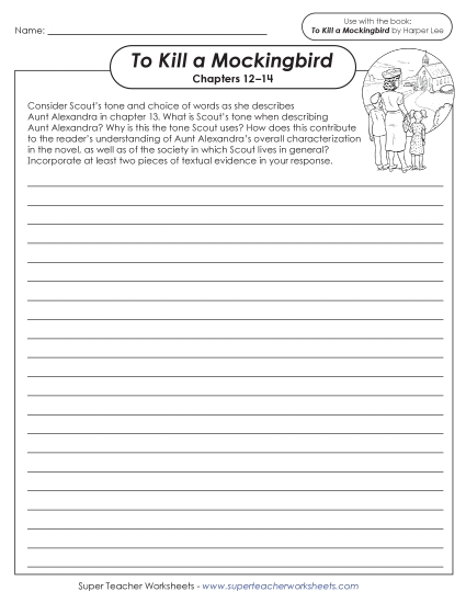 New Writing Prompt:<br>Scout's Tone Describing Aunt Alexandra Worksheet New Writing Prompt:<br>Scout's Tone Describing Aunt Alexandra Worksheet