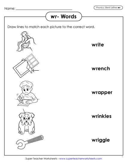 New Picture-Word Match: wr- Words Worksheet New Picture-Word Match: wr- Words Worksheet