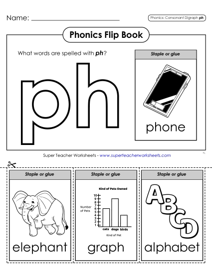 New Phonics Flip Book: PH Words Worksheet New Phonics Flip Book: PH Words Worksheet