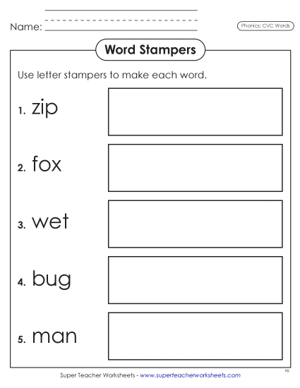 New Letter Stampers: CVC Words Worksheet