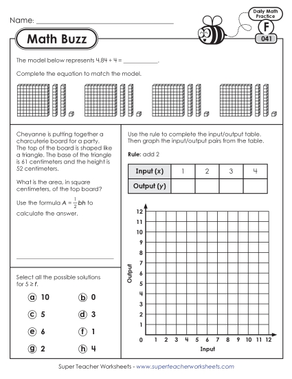 New 6th Grade Math Buzz Week 9:<br>Worksheets 41 through 45 Worksheet New 6th Grade Math Buzz Week 9:<br>Worksheets 41 through 45 Worksheet