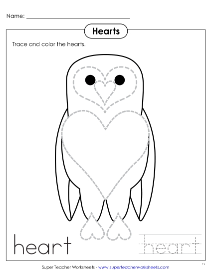 New Hearts - Owl Worksheet