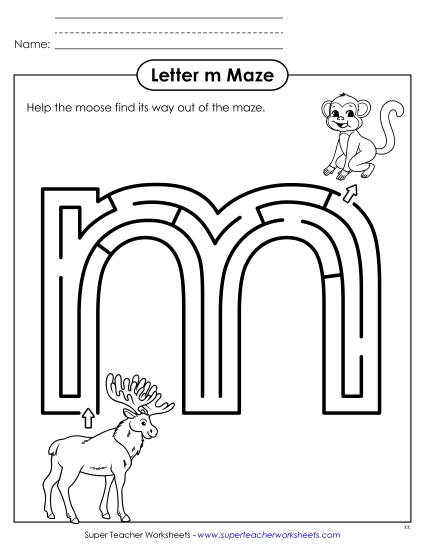 New Lowercase Letter m Maze Worksheet