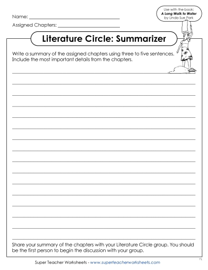 New Literature Circle: Summarizer Worksheet