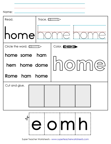 Worksheet 2: Home Sight Words Individual Worksheet