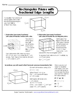Fractional Edge Length Volume (Unit Cubes)  Anchor Chart Geometry Worksheet