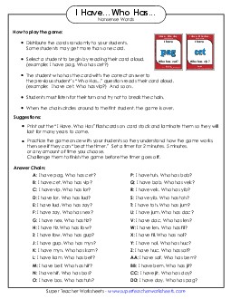I Have...Who Has... Nonsense Words Worksheet