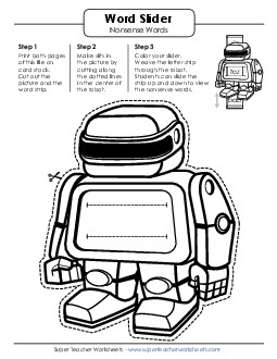 Nonsense Word Slider Nonsense Words Worksheet