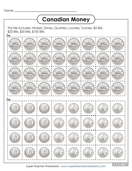 Canadian Money Worksheets
