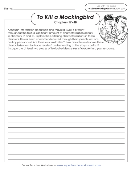 New Writing Prompt: Chapters 17–18<br>Ewell Characterization Worksheet