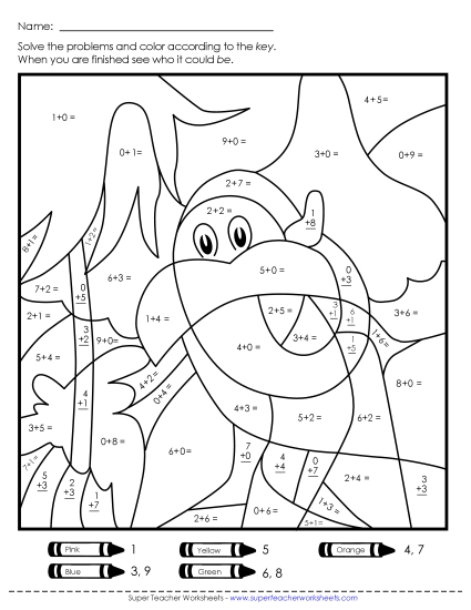 Addition Mystery Picture Worksheet