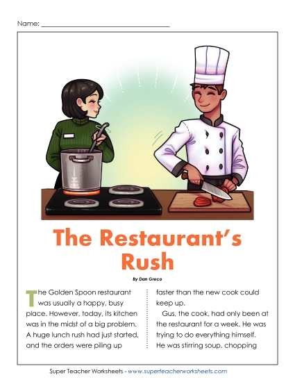 New The Restaurant's Rush (Teamwork) Worksheet