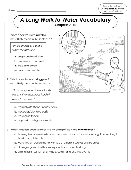 New Vocabulary Questions (Chapters 7–10) Worksheet