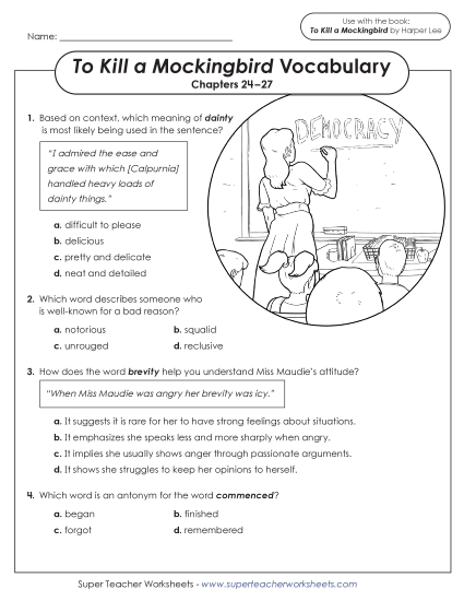 New Vocabulary Questions for Chapters 24–27 Worksheet