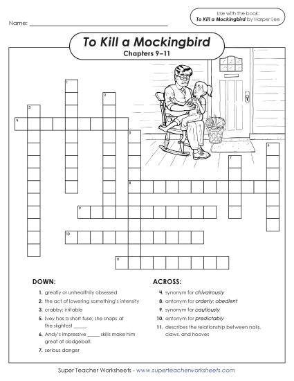New Vocabulary Crossword: Chapters 9–11 Worksheet New Vocabulary Crossword: Chapters 9–11 Worksheet