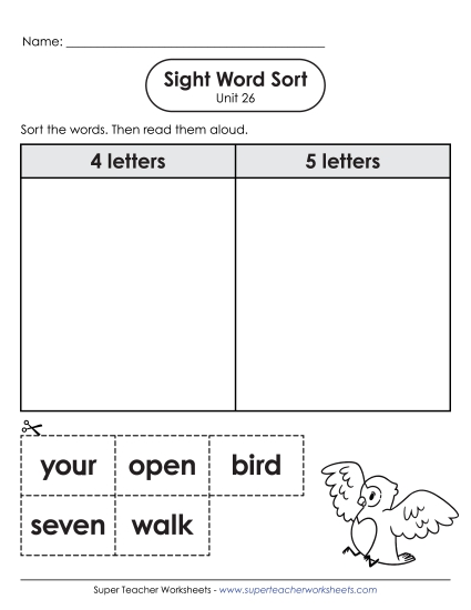Preview image for Sight Word Sort (Unit 26)