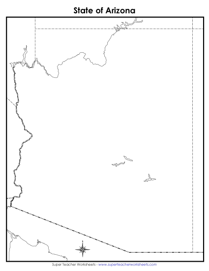 Arizona: Blank Map State Maps Worksheet