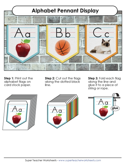 Alphabet Pennant Display: Full Color Worksheet