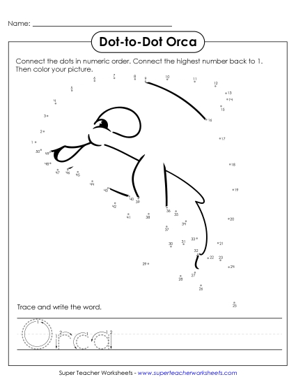 New Count to 50 & Write: Orca Worksheet