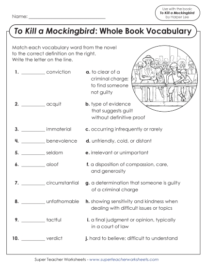 New Whole Book Vocabulary (To Kill a Mockingbird) Worksheet New Whole Book Vocabulary (To Kill a Mockingbird) Worksheet