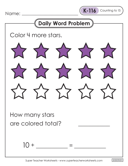 Daily Word Problems  K-116 through K-120 Worksheet