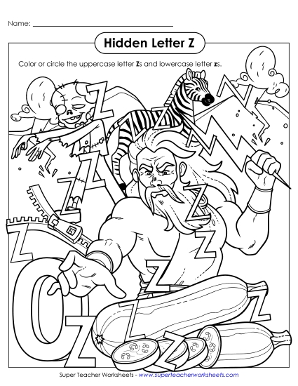 New Hidden Letter Z Worksheet