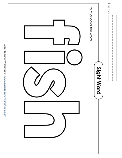 Paint or Color: Fish Sight Words Individual Worksheet