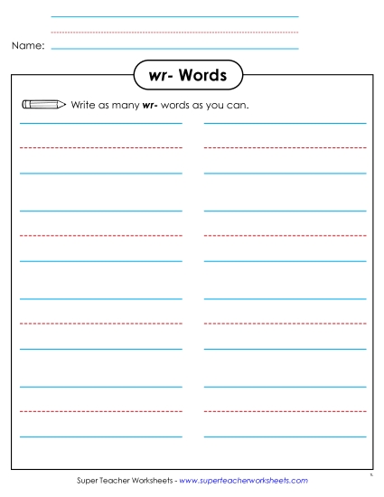 New Brainstorm: Wr Words Worksheet New Brainstorm: Wr Words Worksheet
