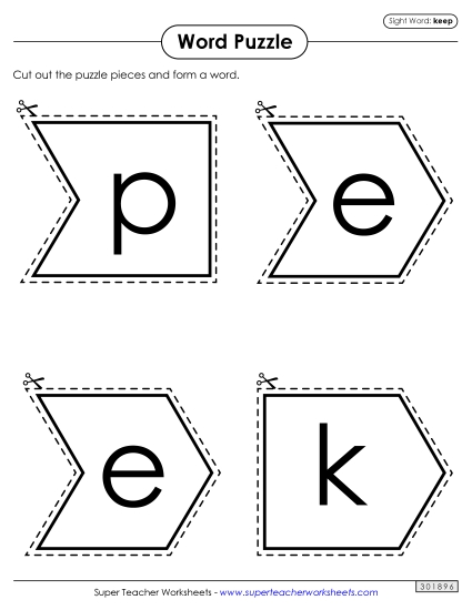 Word Puzzle: Keep Sight Words Individual Worksheet