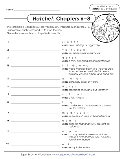 New Vocabulary Activity (Chapters 6–8) Worksheet New Vocabulary Activity (Chapters 6–8) Worksheet