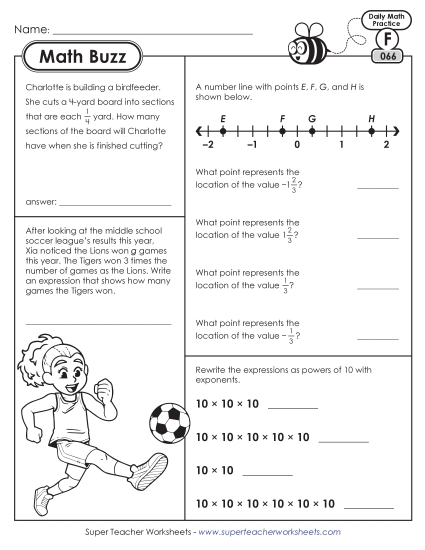 New 6th Grade Math Buzz: Week 14<br>Worksheets 66 through 70 Worksheet