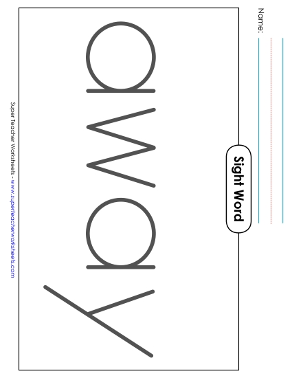 Big Trace: Away Sight Words Individual Worksheet