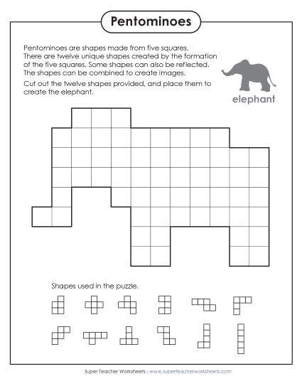 New Elephant Pentomino Puzzle Worksheet