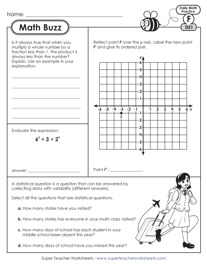 New 6th Grade Math Buzz: Week 11<br>Worksheets 51 through 55 Worksheet New 6th Grade Math Buzz: Week 11<br>Worksheets 51 through 55 Worksheet