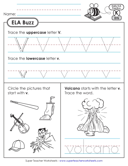 New Kindergarten ELA Buzz: Week 16<br>Worksheets 76 through 80 Worksheet