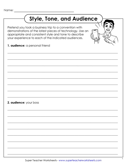 New Writing to Different Audiences: Friend vs. Boss Worksheet