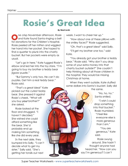 New Rosie's Great Idea Worksheet