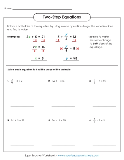 Preview image for Two-Step Equations (Basic)