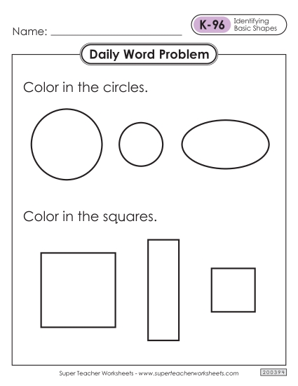 Daily Word Problems  K-96 through K-100 Worksheet