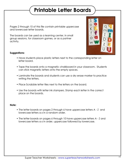 Letter Boards - Mixed Alphabet Worksheet
