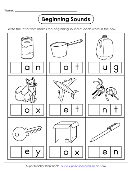 Preview image for Beginning Sounds Fill In Worksheet 4