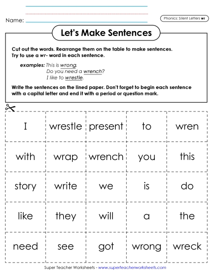 New Let's Make Sentences: Wr- Words Worksheet New Let's Make Sentences: Wr- Words Worksheet