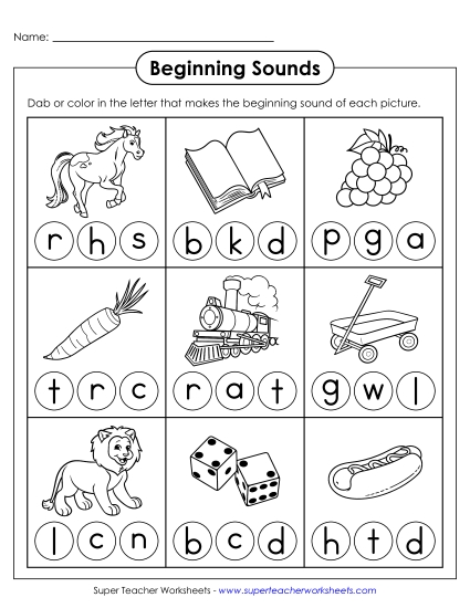 New Dab or Color Worksheet 5 Worksheet