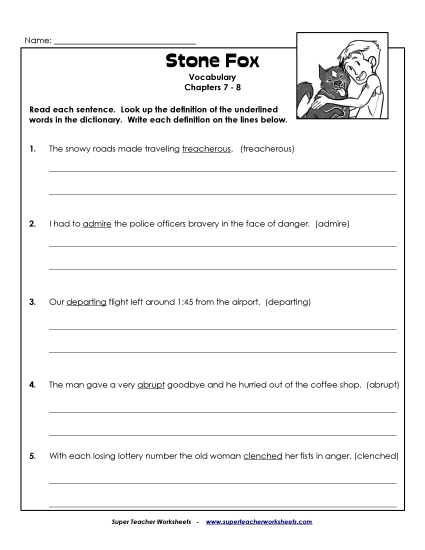 Vocabulary for Chapters 7-8 Books Worksheet