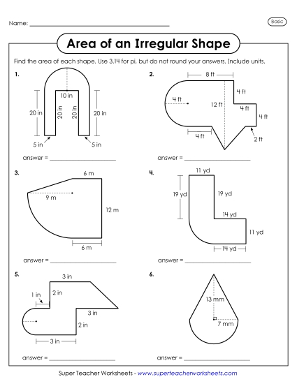 Preview image for Area of Irregular Shapes Practice Sheet