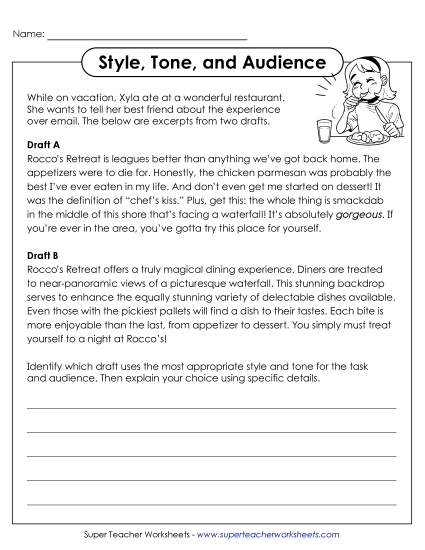 New Choosing Appropriate Style and Tone (Informal) Worksheet