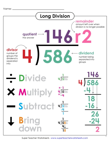 New Long Division Anchor Chart Worksheet
