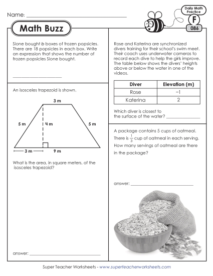 New 6th Grade Math Buzz: Week 18<br>Worksheets 86 through 90 Worksheet New 6th Grade Math Buzz: Week 18<br>Worksheets 86 through 90 Worksheet